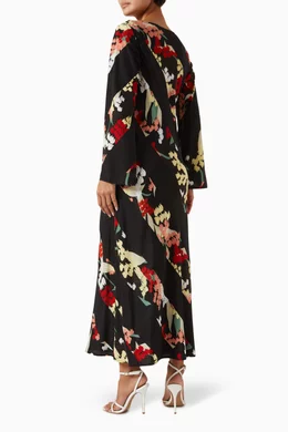 alondra floral midi dress Dress the Population Alondra Dress - BLUE