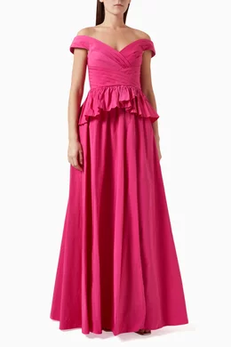 marchesa notte peplum dress Marchesa Notte Duchess Degrade Midi Dress - Black Multi - Black