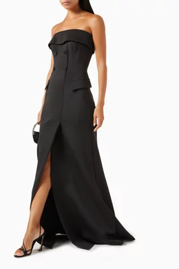 Buy Jovani Black Strapless Flared Gown in Scuba For Women Online Ounass Oman