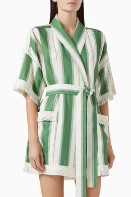Buy Oroton Green Deckchair Striped Mini Robe in Linen For Women Online |  Ounass Oman