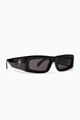 NWT Palm Angels PERI055S24PLA0011007 Yreka Black Rectangle 58mm Sunglasses Palm Angels | Yreka PERI055 | Sunglasses | Unisex | Ottica  main image 3