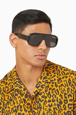 Buy Palm Angels Black Reedley Shield-frame Sunglasses in  display picture 2