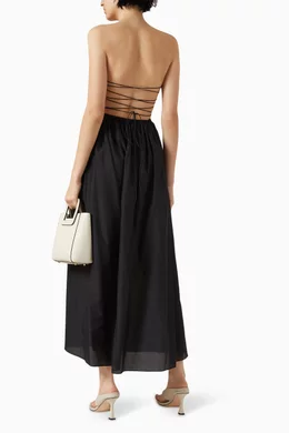 Buy Matteau Black Gathered Lace-up Dress in Cotton-silk Voile For Women  Online | Ounass Oman