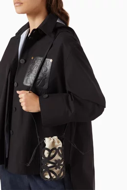 Buy LOEWE Black Anagram Cut-out Crossbody Bag in Calfskin & Canvas