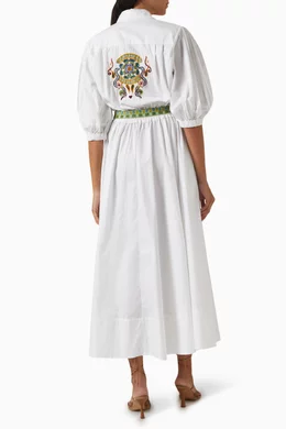 knee length dresses for ladies ALEMAIS~ Hazel embroidered midi dress main image 1