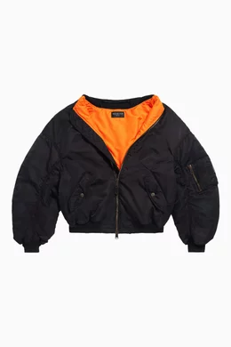 Buy Balenciaga Black Unisex Off Shoulder Bomber Jacket in