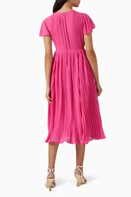 knee length dresses for ladies Pleated Slit Skirt