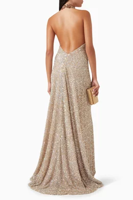 slim fit dress slacks Costarellos - Silla Lurex Georgette Gown
