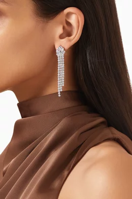 Buy CZ by Kenneth Jay Lane Silver Waterfall Flexi Fringe Drop Earrings in Rhodium plated Brass For Women Online Ounass Oman