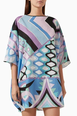 Buy Pucci Blue Vivara-print Mini Kaftan in Cotton-muslin For Women Online |  Ounass Oman