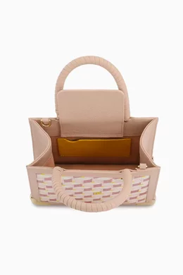 Buy Fauré Le Page Pink SagaCity 18 Tote Bag in Jacquard & Leather
