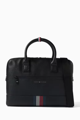 Buy Tommy Hilfiger Black Signature Tape Crossover Strap Laptop Bag For Men Online Ounass Oman