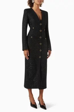 Buy Alessandra Rich Black Sequin-embellished Midi Dress in Tweed For Women  Online | Ounass Oman