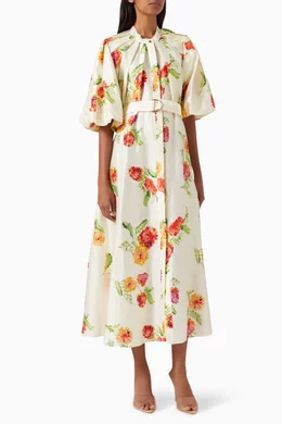 acler cranhurst midi dress Buy Acler Multicolour Cranhurst Belted Midi Dress in Linen-blend For Women  Online