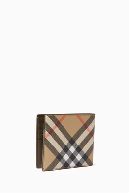 Buy Burberry Color Check Bifold Wallet in Cotton blend For Men Online Ounass Oman