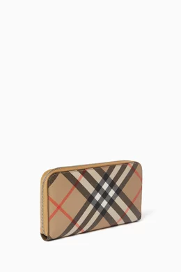 Buy Burberry Brown Check Zip Wallet in Cotton blend For Men Online Ounass Oman