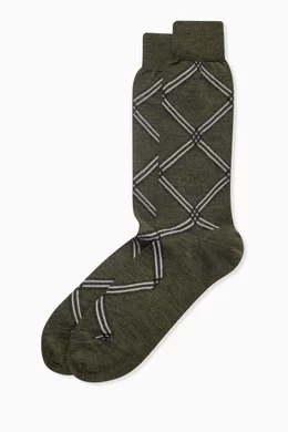 Buy Burberry Black Dress Socks in Wool blend For Men Online Ounass Oman