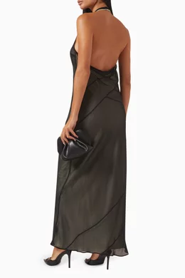 Buy SIR The Label Black Strobe Halter Maxi Dress in Silk For Women Online |  Ounass Oman