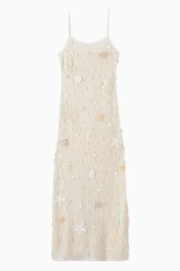 Buy Leslie Amon White Treasure Shell Maxi Dress in Cotton-knit For Women  Online | Ounass Oman