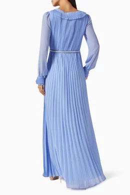 Buy Self-Portrait Blue Diamanté Maxi Dress in Pleated Chiffon For Women  Online