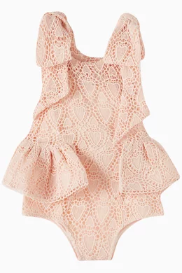 Buy Chloé and Amélie Pink Paper Doll Bodysuit in Lace For Baby 