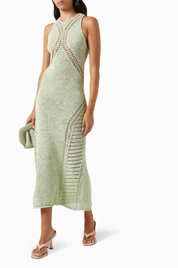 Buy Significant Other Green Brie Midi Dress in Cotton-blend Knit For Women  Online | Ounass Oman