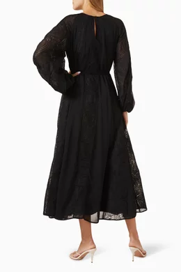 Buy Aje Black Soleil Blouson Midi Dress in Lace For Women Online | Ounass  Oman