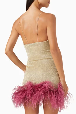 Buy Oseree Gold Lumire Plumage Mini Dress in Lurex For Women Online |  Ounass Oman