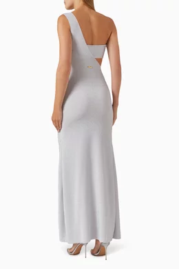 Buy Benedetta Silver Regina One-shoulder Maxi Dress in Glitter Lycra For  Women Online | Ounass Oman