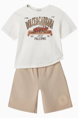 Buy Dolce Gabbana White DG Palermo Logo Print T shirt in Cotton Jersey For Kids Online Ounass Oman