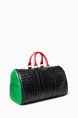 Buy Bottega Veneta Black Medium Duffle Bag in Intrecciato Leather