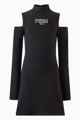 Buy Fendi Black Logo Cut-out Dress in Cotton Jersey For Girls Online |  Ounass Oman