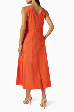 vince relaxed sleeveless linen blend midi dress Square Neck Midi Dress (Women)