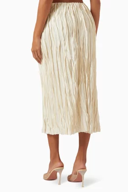 Vince pleated satin midi skirt hotsell
