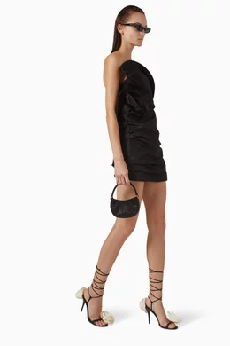 magda butrym sculptural rose mini dress Magda Butrym Strapless Ruffled Rose Stretch-wool Mini Dress Red Magda Butrym
