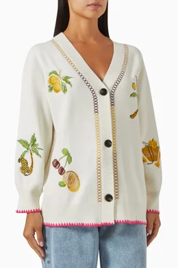 Buy Never Fully Dressed Neutral Martha Embroidered Cardigan in Viscose  Blend For Women Online | Ounass Oman