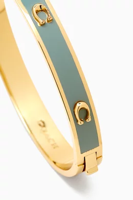 Buy Coach Blue Pegged C Enamel Hinged Bangle in Gold-plated 