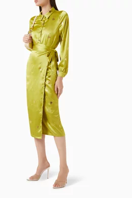 Buy Never Fully Dressed Green Jaspre Hearts Wrap Skirt in Satin For Women  Online | Ounass Oman