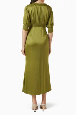 Buy Never Fully Dressed Green May Midi Dress in Viscose & Lace For Women  Online | Ounass Oman