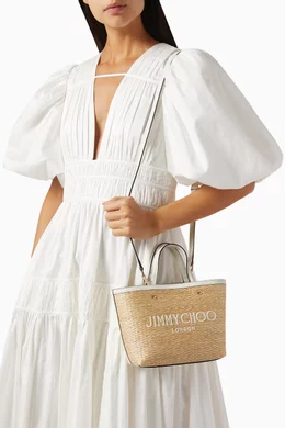 Buy Jimmy Choo Brown Mini Marli Tote in Raffia For Women Online