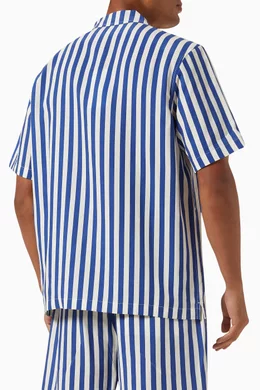 Buy Kith Blue Striped Thompson Camp Collar Shirt in Cupro Linen