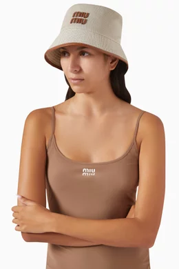 MIU MIU Vintage Bucket hat with leather trim size medium Miu miu womens hat - Gem main image 4