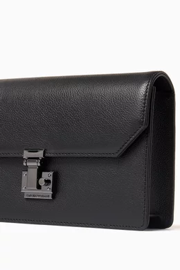 Buy Emporio Armani Black Pouch in Tumbled Leather For Men Online Ounass Oman