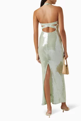 Buy Reformation Green Elowyn Sequinned Maxi Dress For Women Online | Ounass  Oman