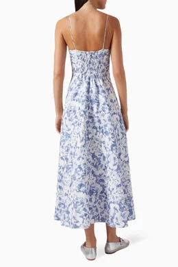 Buy Reformation Blue Monette Printed Midi Dress in Linen For Women Online |  Ounass Oman