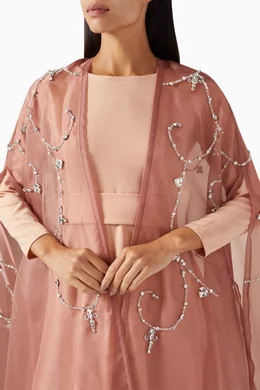 Buy BYK by Beyanki Pink Crystal-embellished Cape & Dress Set in Crepe &  Organza For Women Online | Ounass Oman