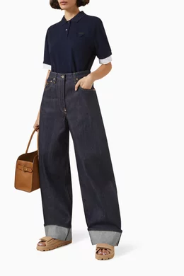 デニム・ジーパン PRADA Black Denim Wide-Leg Jeans High-rise wide-leg jeans in black - Prada | Mytheresa