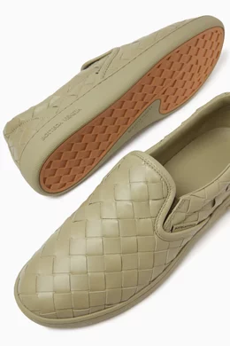 Buy Bottega Veneta Green Sawyer Sneakers in Intrecciato Leather