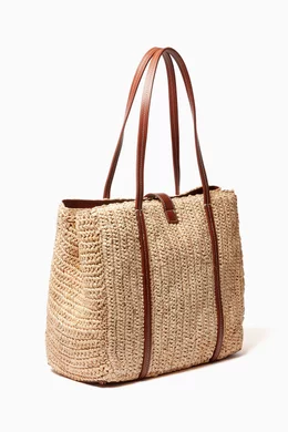 Buy Kith Brown Logo Tote Bag in Raffia For Women Online