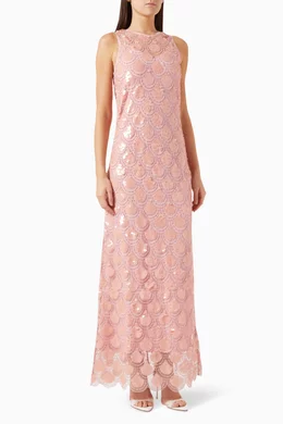 rotate birger christensen pink sequin dress Buy Rotate Birger Christensen Orange Sequin-embellished Maxi Dress For  Women Online